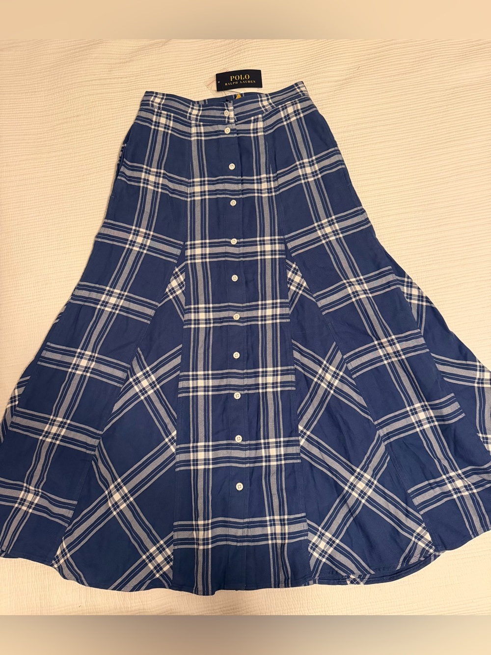 Polo by Ralph Lauren Button-Front Twill Midi Skirt, Size 0, Waist About 26” - Picture 5 of 16
